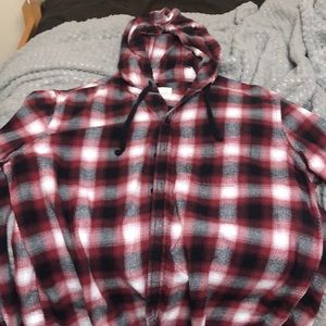 American eagle red hoodie flannel